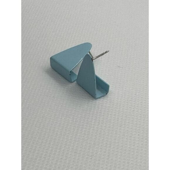 Triangle Geometry Baby Blue Pierced Post Back Stud Earrings - Picture 7 of 10